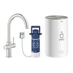supersteel rustfri filter og kedel rund med m str c-tud med kkkenarmatur duo ii red grohe