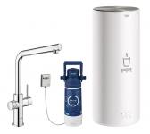 l str kedel l-tud med kkkenarmatur duo ii red grohe