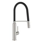supersteel - slange sort spray prof med køkkenarmatur concetto grohe