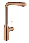 sunset warm poleret - udtrækstud dual med køkkenarmatur essence grohe