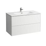 hvid mat skuffer 2 med håndvask slim pro-s inklusiv 100cm møbelpakke base laufen