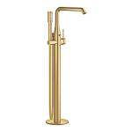 sunrise cool børstet bruser med gulvmonteret kar til termostatarmatur essence grohe