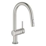 supersteel - c-tud dual udtrækstud med køkkenarmatur elektronisk touch minta grohe