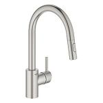 supersteel zero udlb hjt udtrkstud med kkkenarmatur bruser concetto grohe