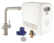 supersteel l-tud køler med mousseurudløb udtrækkeligt køkkenarmatur professional blue grohe