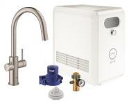 supersteel c-tud køler med mousseurudløb udtrækkeligt køkkenarmatur professional blue grohe