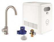 supersteel c-tud køler med køkkenarmatur mono professional blue grohe