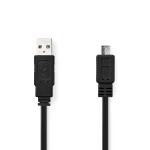 plastikpose sort pvc fladt m 00 1 nikkelplateret mbps 480 han micro-b usb han usb-a 0 2 usb usb-kabel