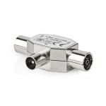 plastikpose stk 1 slv metal t-splitter ohm 75 nikkelplateret hun coax 2x han coax adapter antenne satellit