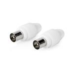 plastikpose stk 2 hvid pvc metal mm 0 7 kabeldiameter skru ohm 75 nikkelplateret han lige stik coax iec