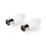plastikpose stk 2 hvid pvc metal mm 0 7 kabeldiameter skru ohm 75 nikkelplateret hun lige stik coax iec