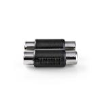 blister stk 1 sort abs lige nikkelplateret hun rca 2x hun rca 2x adapter audio stereo
