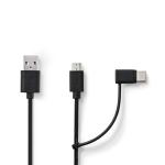 blister sort pvc runde nikkelplateret m 00 1 mbps 480 han b micro usb type-c han usb-a 0 2 usb kabel 1 i 2