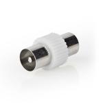 blister stk 1 hvid plastik metal lige ohm 75 nikkelplateret han coax han coax adapter antenne satellit