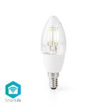 stk 1 stearinlys ios android glas k 2700 hvid varm w 5 lm 400 e14 wi-fi glødepære led smartlife nedis