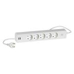hvid ledning meter 5 1 og afbryder med 2xusb med jord uden 3-stikdåse lk