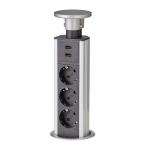 bordmontage til ledning 8m 1 udtag usb x 2 med schuko 3-stikdåse stikkontakt pop-up