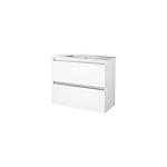 højglans hvid grebsfri kompakt 80x39cm håndvask med møbelsæt basicline sanibell