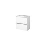 højglans hvid grebsfri kompakt 60x39cm håndvask med møbelsæt basicline sanibell