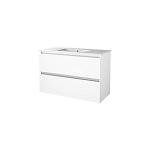 højglans hvid grebsfri 100x46cm håndvask med møbelsæt basicline sanibell