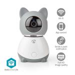 hvid grå ios android nattesyn bevægelsessensor med microsd cloud tilt pan 1080p hd full wi-fi kamera indendørs smartlife nedis
