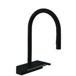 sort mat udtræksbruser med tud 220mm køkkenarmatur m81 select aquna hansgrohe
