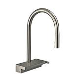 steel-optik udtræksbruser med tud 220mm køkkenarmatur m81 select aquna hansgrohe