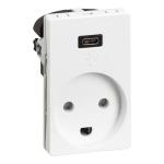 hvid - modul 5 1 udtag lader usb-c med jord med stikkontakt fuga lk