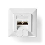 box hvid pvc guldplateret lige cat6a female rj45 x 2 in-wall netværksvægboks