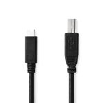 box sort pvc runde m 0 2 nikkelplateret mbps 480 han usb-b han usb-c 0 2 usb usb-kabel