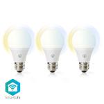 stk 3 pære ios android k 6500 - 2700 hvid kølig til varm w 9 lm 806 e27 wi-fi led-pære smartlife nedis