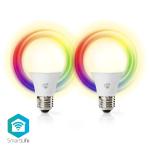 stk 2 pære ios android k 6500 - 2700 hvid kølig til varm rgb w 9 lm 806 e27 wi-fi pære farve fuld smartlife nedis