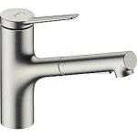 steel-optik udtrækstud med tud 219mm køkkenarmatur m33 zesis hansgrohe