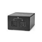 sort metal switch manual hun toslink udgang tilslutninger toslink 2x strøm dc indgang tilslutninger 1-veje switch audio digital