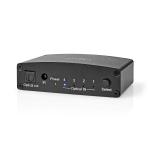 sort metal trykknap manual fjernbetjening hun toslink udgang tilslutninger toslink 4x strøm dc indgang tilslutninger 4-vejs switch audio digital