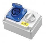 interlock med ip44 polet 3 230v 16a afbryder med stikkontakt cee