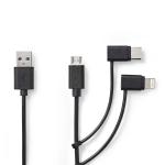 label sort pvc runde nikkelplateret m 00 1 mbps 480 han usb-c han micro-b usb 8-pin lightning apple han usb-a 0 2 usb kabel 1 i 3
