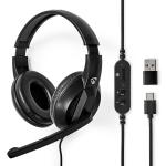 sort mikrofon fold-away type-c usb type-a usb stereo over-ear pc-headset