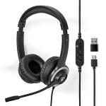 sort mikrofon fold-away type-c usb type-a usb stereo on-ear pc-headset