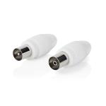 box stk 2 hvid pvc metal mm 0 7 kabeldiameter skru ohm 75 nikkelplateret hun han lige stik coax iec