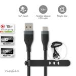 box sort silikone runde m 50 1 nikkelplateret mbps 480 w 15 han usb-c han usb-a 0 2 usb usb-kabel