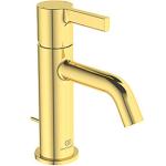 guld børstet bundventil træk-op med håndvaskarmatur joy standard ideal