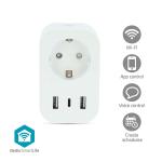 stk 1 hvid ios android c 55 - 0 usb 2x usb-c 1x 7 7 cee f type w 3680 effektmåler wi-fi plug smart smartlife nedis