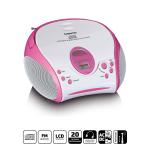 pink klistermrker og fm-radio cd-afspiller med boombox