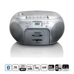 silver player cassette cd- radio fm portable lenco