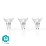 stk 3 par16 ios android k 2700 hvid varm w 5 lm 330 gu10 wi-fi led-pære smartlife nedis