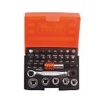 bitsholder 1 og adaptor 1 bitsskralde 1 toppe 5 bits 18 indeholder dele 26 med bitsst top- mini s26 2058 bahco